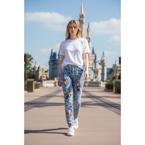 Signet Disney Character Floral Acid Wash Distressed Jeans Minnie‎ Daisy Pluto M